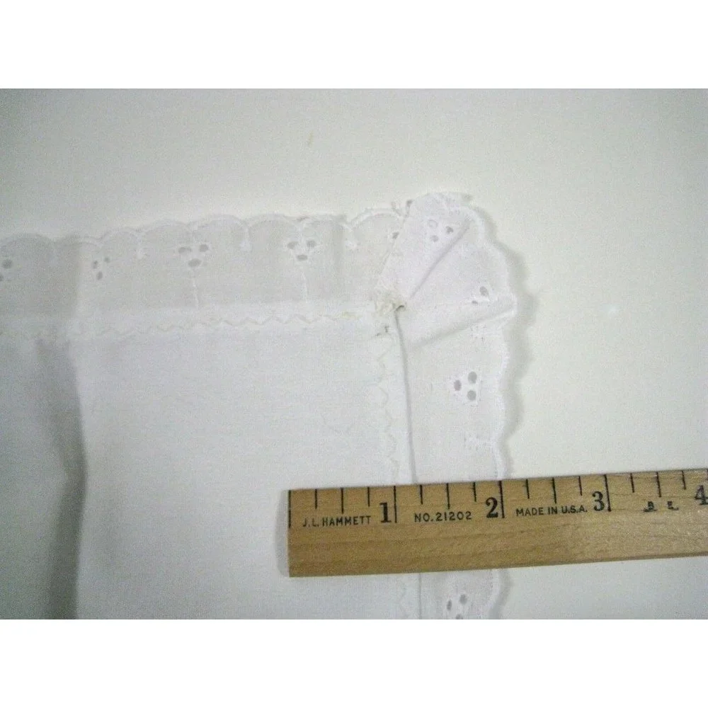 Tea Towel Table Runner Embroidered Dresser Scarf Floral Flower Eyelet Trim Whit